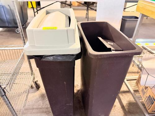 (2) 20 GALLON BAR SIDE TRASH CANS