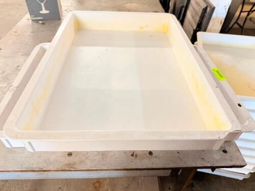 (10) WHITE PLASTIC STACKING DOUGH BOXES.