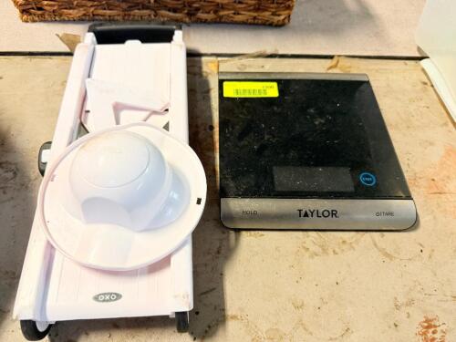 PORTION SCALE AND MANDOLIN SLICER.