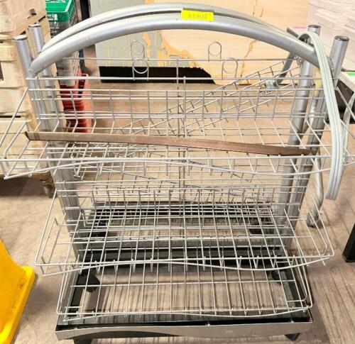 (2) 25" THREE TIER WIRE DISPLAY SHELVES.