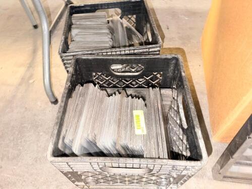 (2) MILK CRATES OF PLEXI GLASS SIGN LETTERS AND NUMBERS.