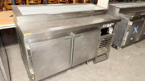 KAIRAK TWO DOOR OPEN TOP REFRIGERATED PIZZA PREP TABLE.