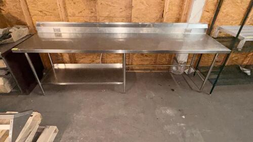 10' X 30" STAINLESS TABLE W/ 4" BACK SPLASH