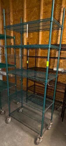 36" X 18" FIVE TIER WIRE SHELF ( ON CASTERS )