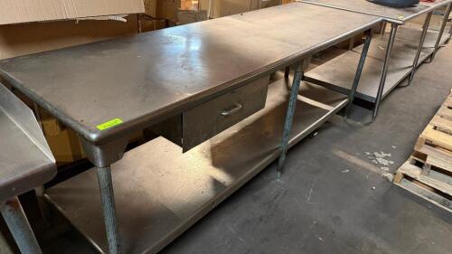8' X 30" STAINLESS TABLE W/ LEFT SIDE DRAWER.