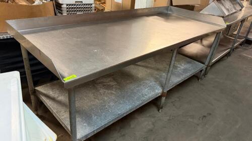 93" X 36" HEAVY DUTY STAINLESS TABLE W/ 4" SURROUND SPLASH.