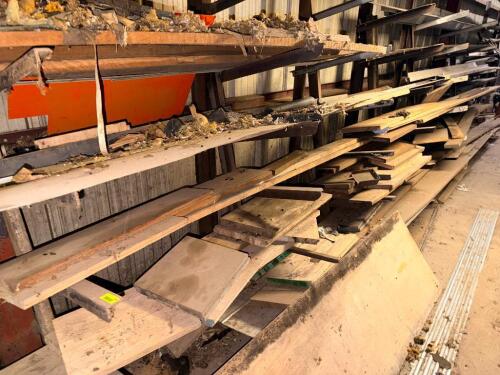 CONTENTS OF MATERIAL TREE RACK - LARGE ASSORTMENT OF LUMBER.