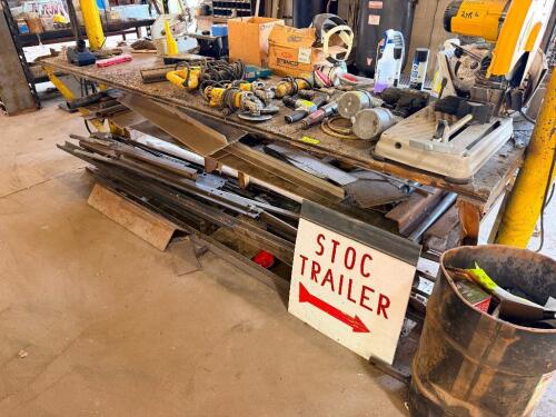 10' METAL WORK TABLE W/ WOOD TOP.