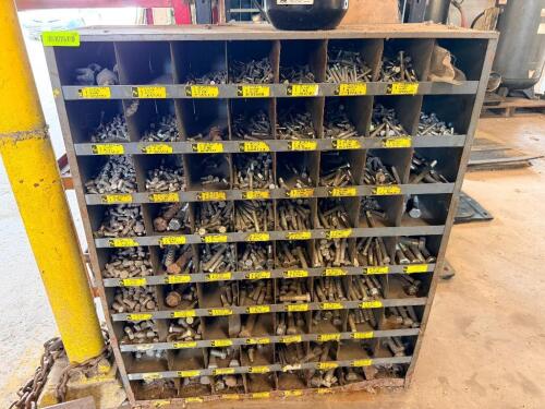 METAL HARDWARE BIN ORGANIZER W/ CONTENTS .