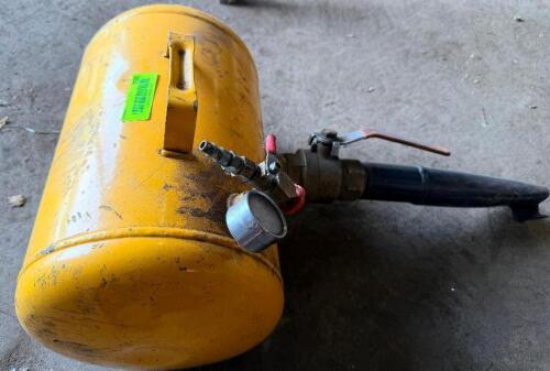 PORTABLE AIR BEAD SEATER TANK WITH HOSE, GAUGE, AND VALVE, YELLOW STEEL