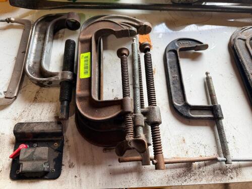 (1) LOT OF ASSORTED HAND TOOLS AND CLAMPS