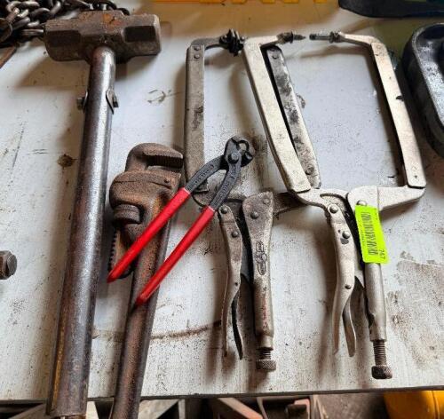 (1) LOT OF ASSORTED HAND TOOLS AND CLAMPS