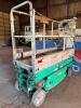 JLG ELECTRIC SCISSOR LIFT, PLATFORM WITH GUARD RAILS AND CONTROL BOX, SOLID NON-MARKING TIRES, ONBOARD CHARGER, EXTENSION DECK, SHOWS HEAVY COSMETIC WEAR WITH SCRATCHING, PAINT LOSS, AND SURFACE RUST, SUNBELT RENTAL MARKINGS, IN RUNNING CONDITION. - 2