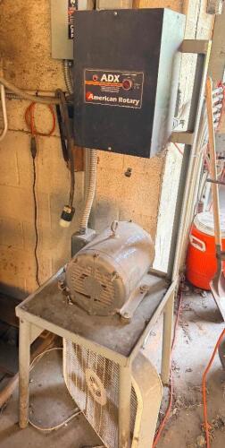 ROTARY PHASE CONVERTER WITH ELECTRIC MOTOR, CONTROL PANEL, AND MOUNTED FRAME