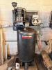 INDUSTRIAL PNEUMATICS VERTICAL AIR COMPRESSOR WITH TANK, BELT-DRIVEN PUMP, ELECTRIC MOTOR, AND GAUGE ASSEMBLY, FLOOR MOUNTED UNIT