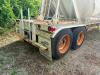 FRUEHAUF PNEUMATIC DRY BULK TANK TRAILER WITH ALUMINUM TANK, MULTIPLE HOPPER BOTTOM DISCHARGE, REAR AIR CONTROLS, AND DUAL AXLE CONFIGURATION. UNIT SHOWS HEAVY RUST ON FRAME AND COMPONENTS, WEATHERING, AND OVERALL AGE-RELATED WEAR. INCLUDES LADDER ACCESS, - 12