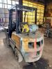 YALE PNEUMATIC FORKLIFT WITH SOLID TIRES, LP PROPANE SYSTEM, OVERHEAD GUARD, SIDE SHIFT CONTROL LEVERS. COMES W/ LP TANK. EQUIPPED WITH FORKS AND STANDARD MAST ASSEMBLY. HOUR METER READS 12,667 HOURS. - 3