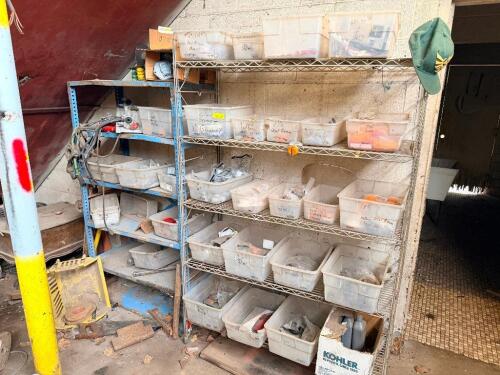 WIRE SHELF AND CONTENTS - ASSORTED HARDWARE,