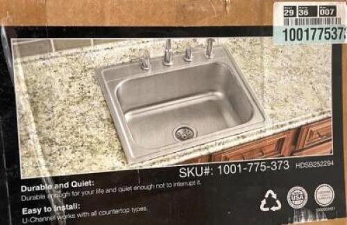 Pergola Drop-In Stainless Steel 25 in. 4-Hole Single Bowl Kitchen Sink