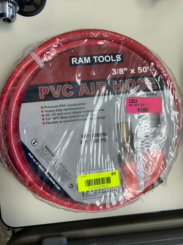 RAM TOOLS 3/8" X 50' PVC AIR HOSE. ( NEW )