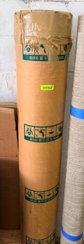 ROLL OF TAKIRON WOVEN VINYL FLOORING MATERIAL. BROWN VINYL-STYLE FLOORING IN ORIGINAL