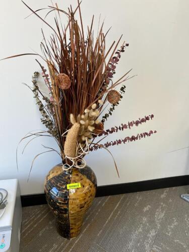 (2) ASSORTED FAUX FLOWER ARRANGEMENTS W/ VASES.