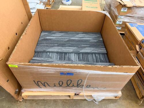 PARTIAL GAYLORD OF GREY AND BLACK OFFICE CARPET SECTIONS.
