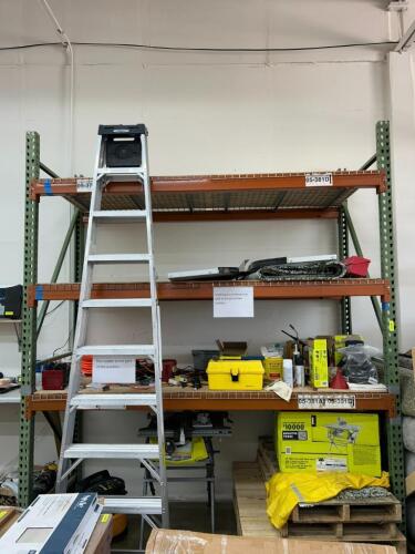 (1) SECTION OF 10' X 48" PALLET RACKING. INCLUDES (2) UPRIGHTS AND (6) UPRIGHTS, AND WIRE DECKING.