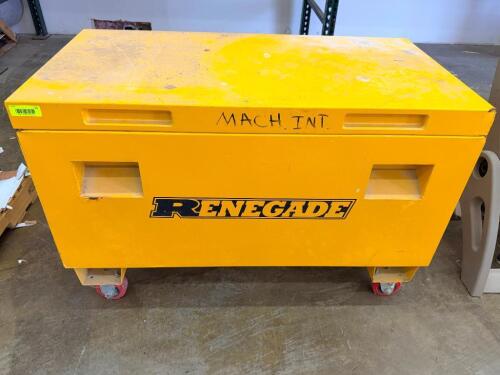 RENEGADE JOB BOX STORAGE CHEST WITH HINGED LID, RECESSED HANDLES, AND HEAVY DUTY CASTERS