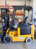 CATERPILLAR FORKLIFT WITH SOLID TIRES, OVERHEAD GUARD, SIDE BATTERY COMPARTMENT, MULTI-STAGE MAST, FORK ATTACHMENT WITH SIDE PLATE, OPERATOR SEAT WITH CONTROLS, DASH DISPLAY, HOUR METER 3468.6 HOURS - 2