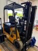 CATERPILLAR FORKLIFT WITH SOLID TIRES, OVERHEAD GUARD, SIDE BATTERY COMPARTMENT, MULTI-STAGE MAST, FORK ATTACHMENT WITH SIDE PLATE, OPERATOR SEAT WITH CONTROLS, DASH DISPLAY, HOUR METER 3468.6 HOURS - 12