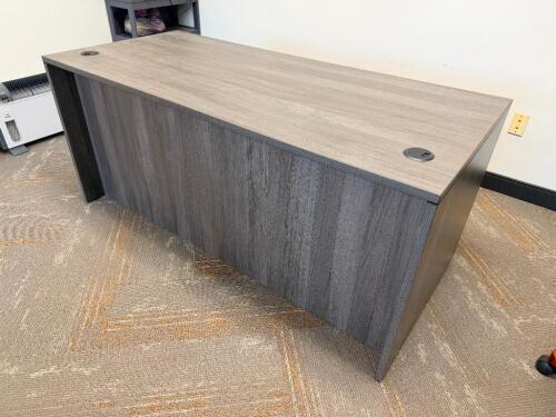 66" X 30" GREY COMPOSITE OFFICE DESK W/ LOCK AND KEY