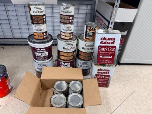 (1) LOT OF ASSORTED PAINTS AND STAINS