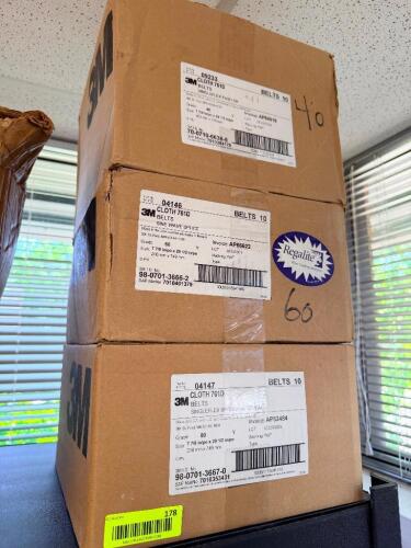 (3) ASSORTED BOXES OF SINE WEAVE SANDING BELTS.