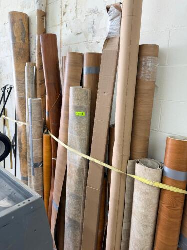(1) LOT OF ASSORTED ROLLS OF VINYL FLOORING.