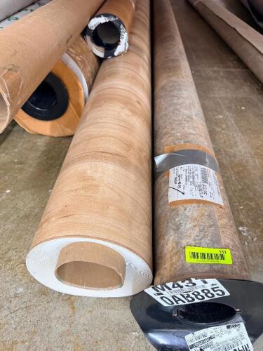 (2) ASSORTED ROLLS OF VINYL FLOORING MATERIAL IN WOOD AND STONE PATTERN FINISHES