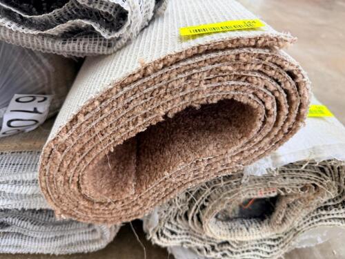 12' ROLL OF TAN/BROWN CARPET WITH LOOP AND CUT PILE TEXTURES,