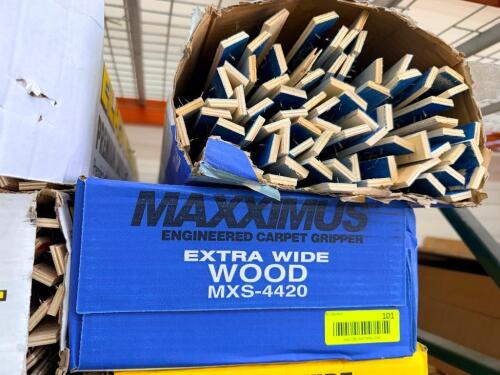 (2) BOXES OF MAXXIMUS ENGINEERED CARPET GRIPPER EXTRA WIDE WOOD STRIP