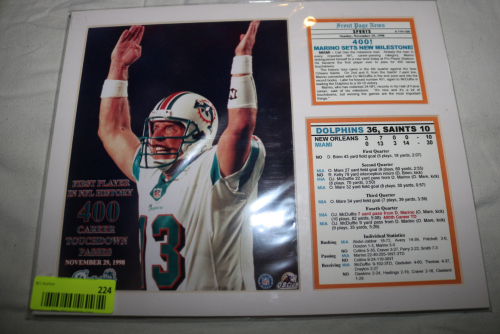 DAN MARINO MIAMI DOLPHINS 400 CAREER TOUCHDOWN PASSES MATTED PHOTO AND PRINT