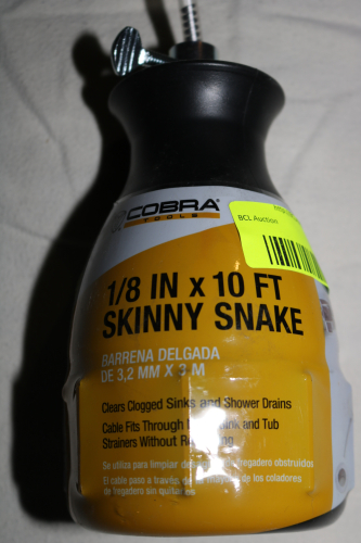 COBRA 1/8IN X 10FT SKINNY SNAKE SINK AND SHOWER TRAIN CLOG REMOVAL TOOL