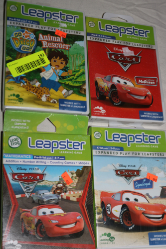 LEAPFROG LEAPSTER LEARNING VIDEO GAMES LOT OF 4 PRE-K-K, PRE-K-1ST GRADE, K-1ST GRADE
