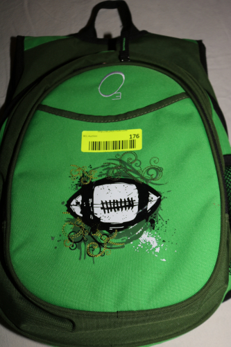 O3 KIDS FOOTBALL THEMED GREEN SCHOOL BACKPACK
