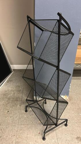 3 TIER BLACK METAL WIRE MESH STORAGE RACK