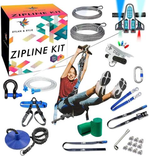 ZIPLINE KIT- 120FT ZIP LINE WITH BRAKE, SAFETY