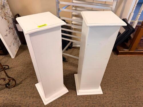 (2) WOODEN COLUMN PLANT STANDS.