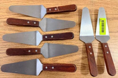 (7) STAINLESS PIE SERVERS