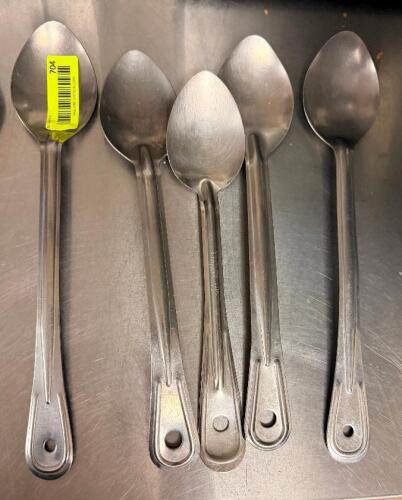 (5) STAINLESS SERVING SPOONS.