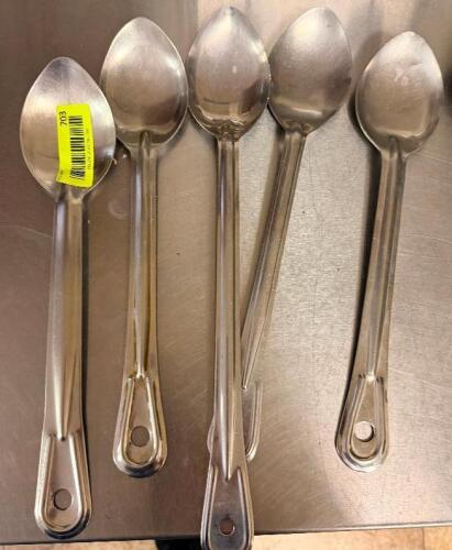 (5) STAINLESS SERVING SPOONS.