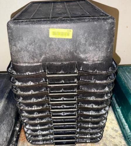 (10) BLACK PLASTIC BUS TUBS / LIDS