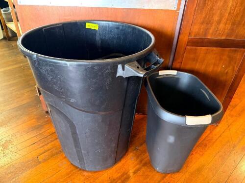 (2) 40 GALLON BLACK PLASTIC TRASH CANS